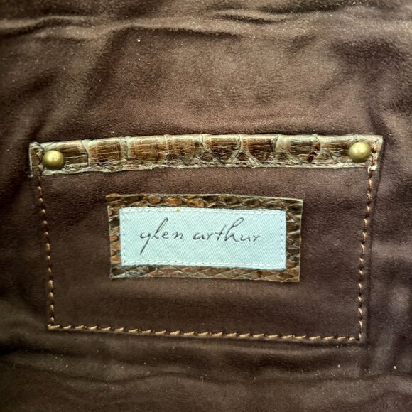 VTG Auth GLEN ARTHUR Genuine Python Snake Luxurious Brown Art Deco Clutch Bag - Picture 5 of 5